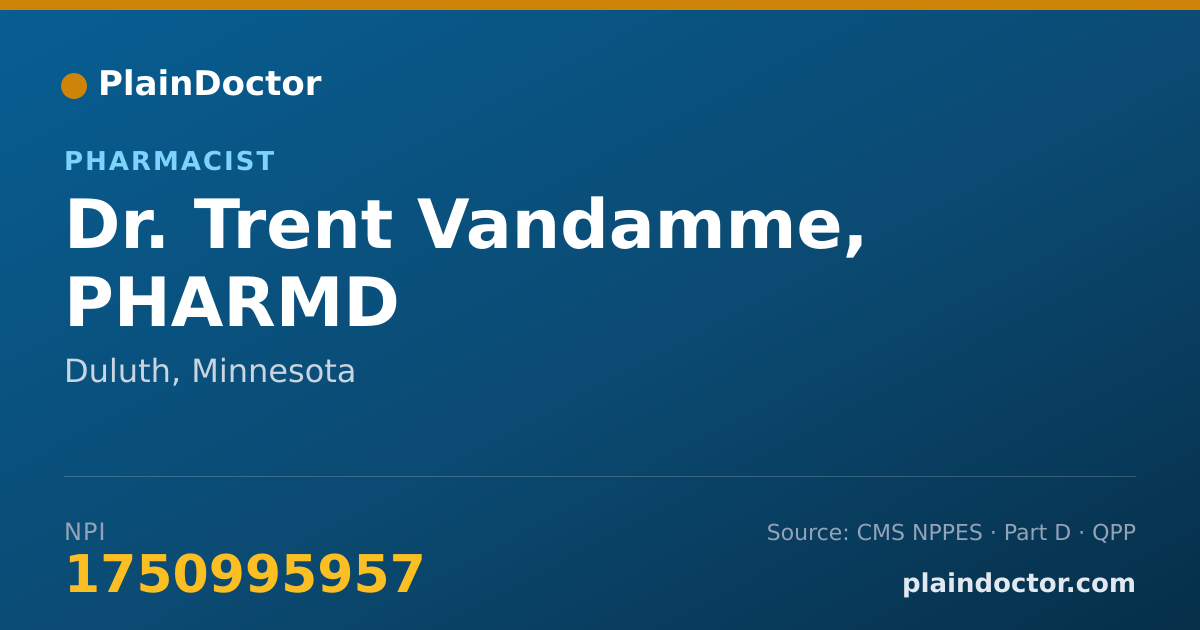 Shareable card for Trent Vandamme, PHARMD - Pharmacist, Duluth, MN