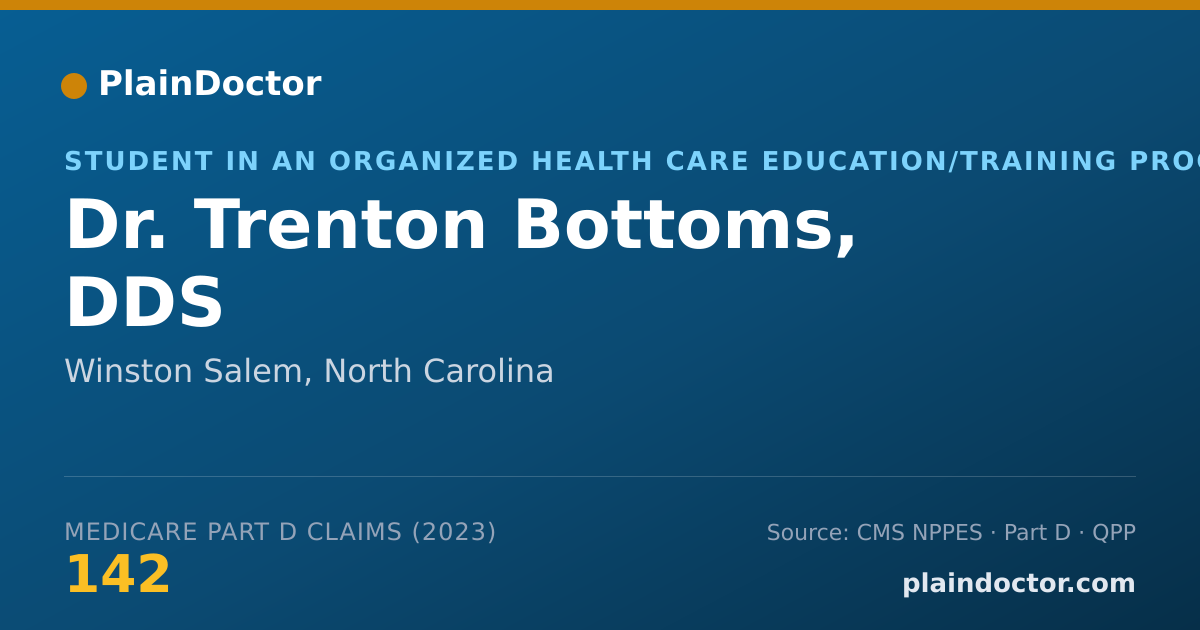 Shareable card for Trenton Bottoms, DDS - Student in an Organized Health Care Education/Training Program, Winston Salem, NC