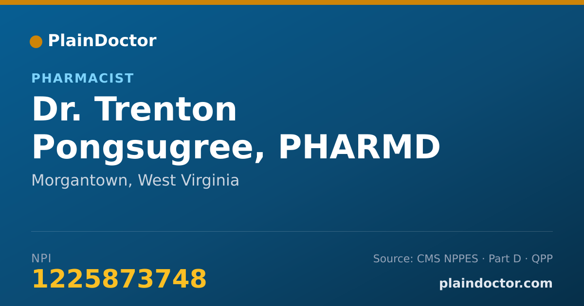Shareable card for Trenton Pongsugree, PHARMD - Pharmacist, Morgantown, WV