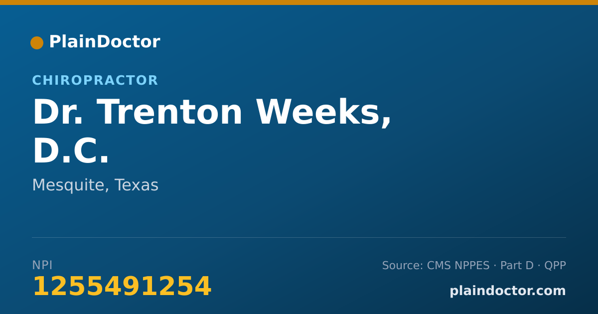 Shareable card for Trenton Weeks, D.C. - Chiropractor, Mesquite, TX