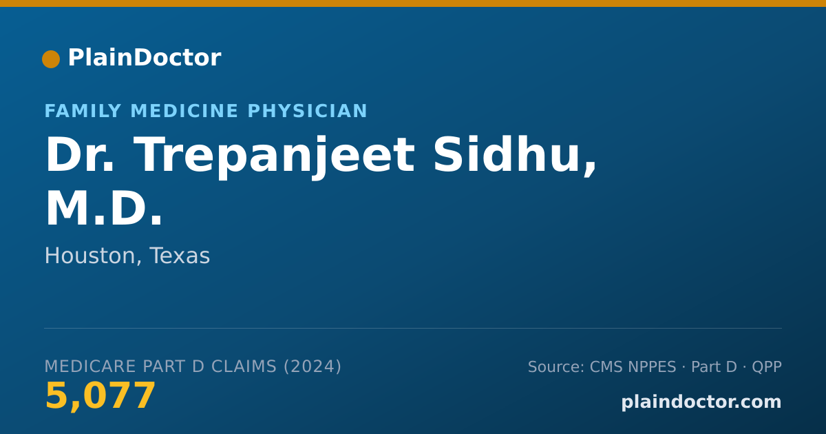 Shareable card for Trepanjeet Sidhu, M.D. - Family Medicine Physician, Houston, TX