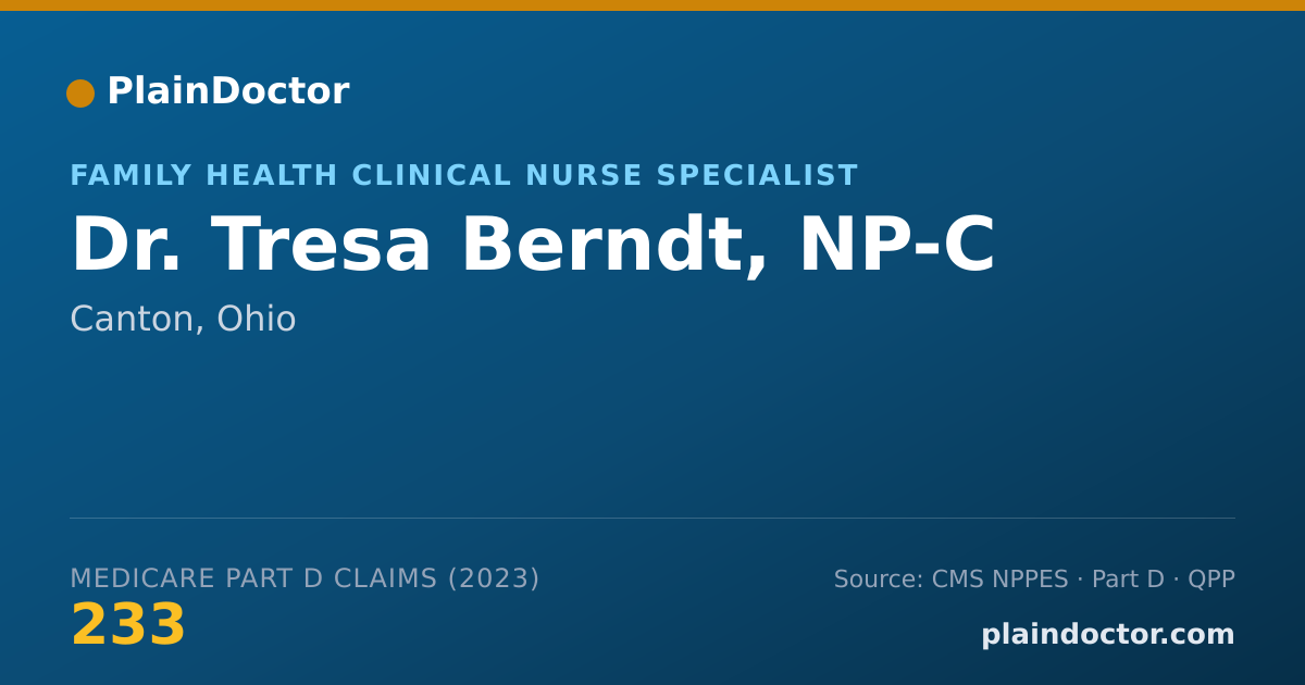 Shareable card for Tresa Berndt, NP-C - Family Health Clinical Nurse Specialist, Canton, OH