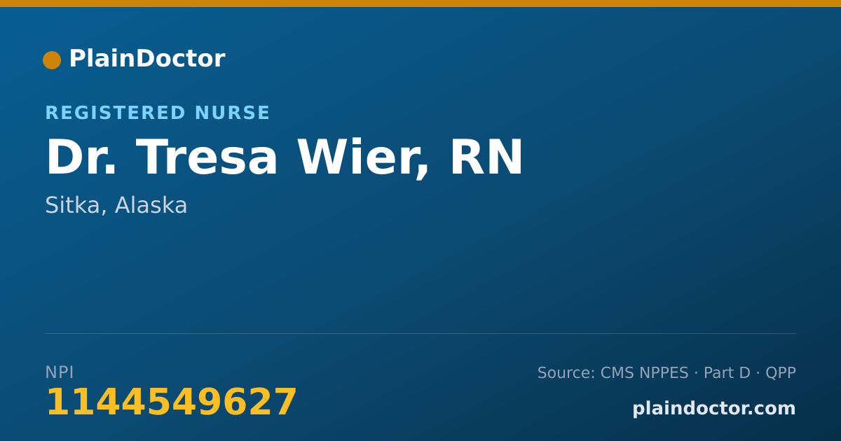 Shareable card for Tresa Wier, RN - Registered Nurse, Sitka, AK