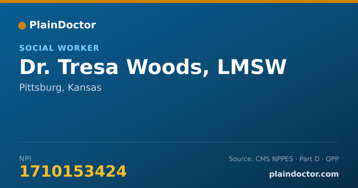 Shareable card for Tresa Woods, LMSW - Social Worker, Pittsburg, KS