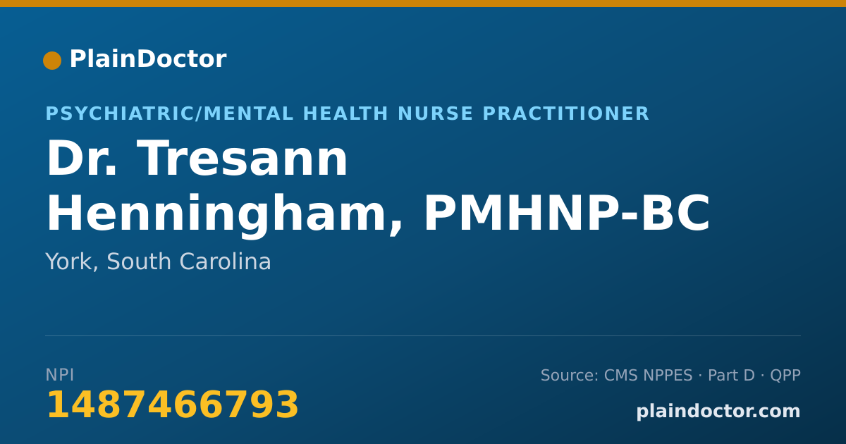 Shareable card for Tresann Henningham, PMHNP-BC - Psychiatric/Mental Health Nurse Practitioner, York, SC