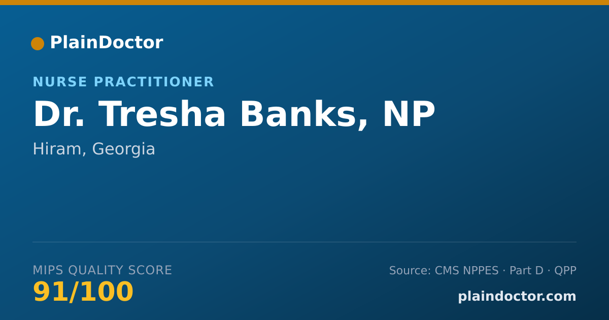 Shareable card for Tresha Banks, NP - Nurse Practitioner, Hiram, GA