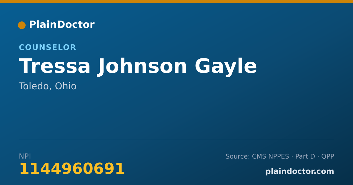 Shareable card for Tressa Johnson Gayle - Counselor, Toledo, OH