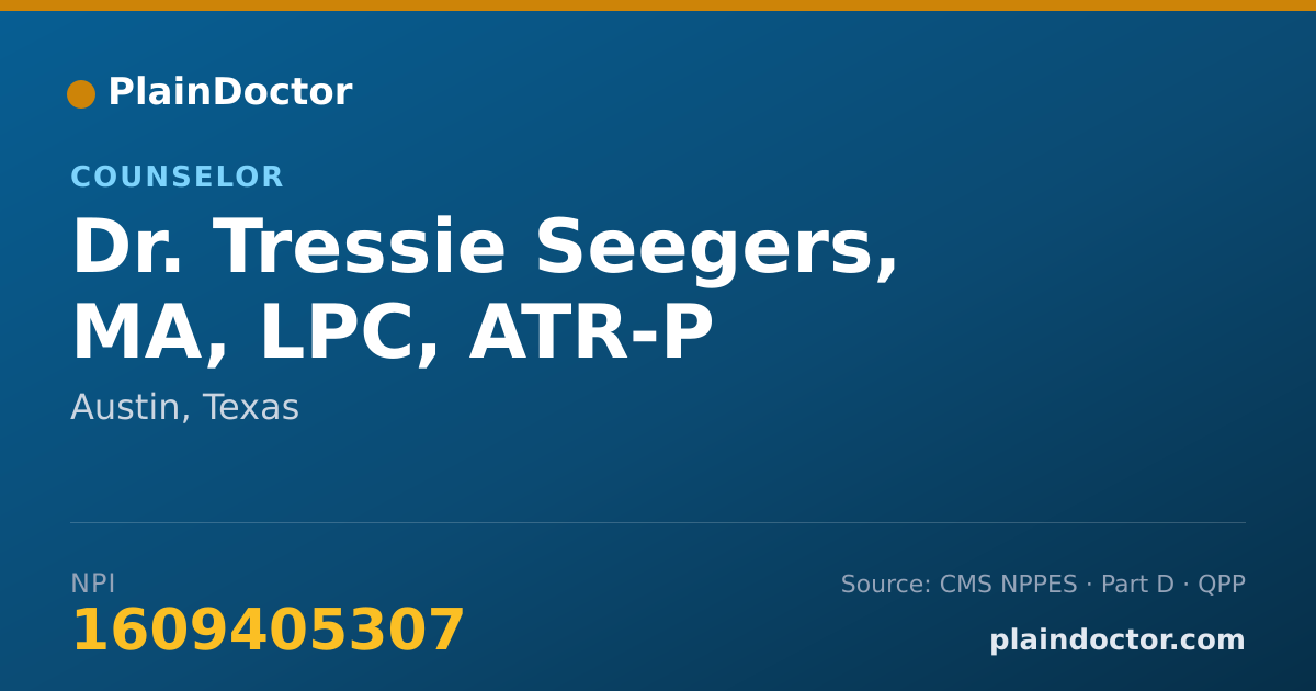 Shareable card for Tressie Seegers, MA, LPC, ATR-P - Counselor, Austin, TX