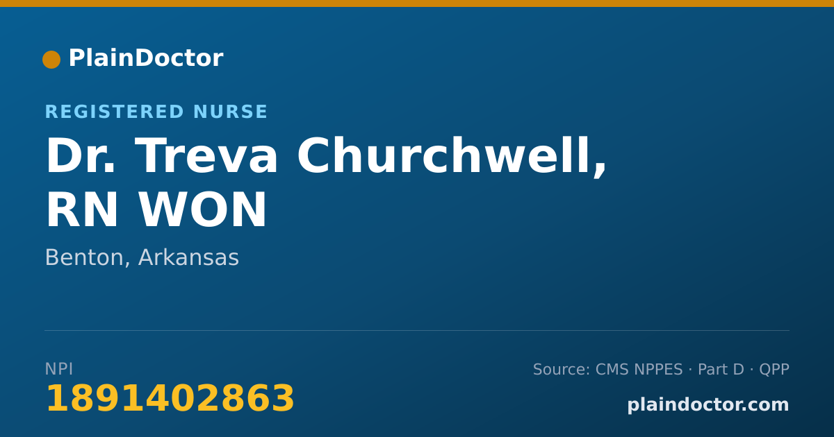 Shareable card for Treva Churchwell, RN WON - Registered Nurse, Benton, AR