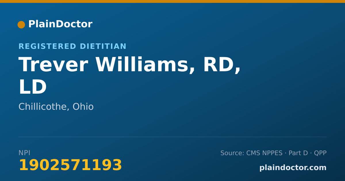 Shareable card for Trever Williams, RD, LD - Registered Dietitian, Chillicothe, OH