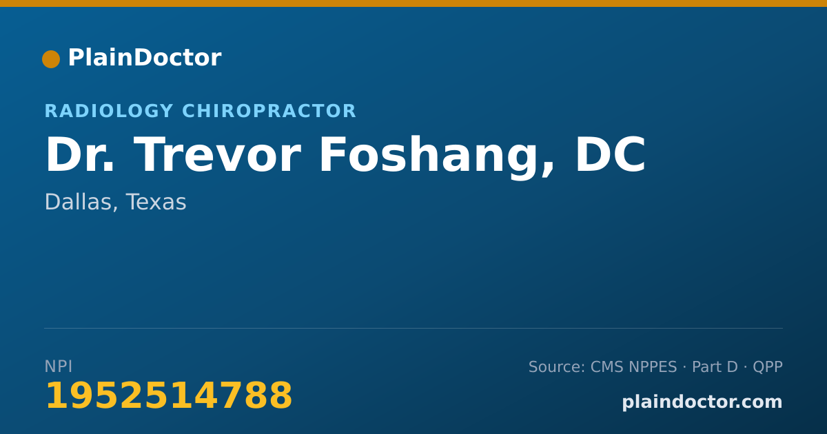 Shareable card for Trevor Foshang, DC - Radiology Chiropractor, Dallas, TX
