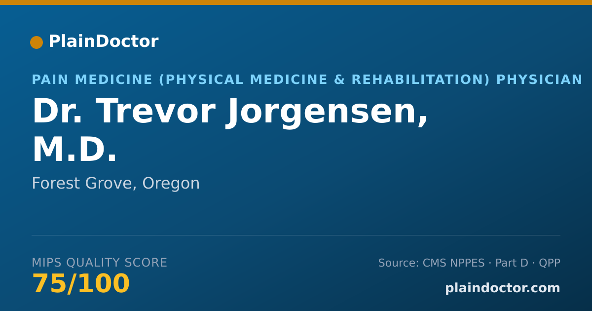 Shareable card for Trevor Jorgensen, M.D. - Pain Medicine (Physical Medicine & Rehabilitation) Physician, Forest Grove, OR