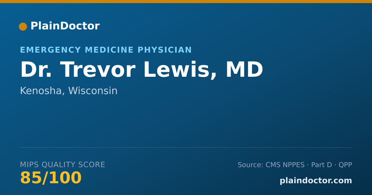 Shareable card for Trevor Lewis, MD - Emergency Medicine Physician, Kenosha, WI