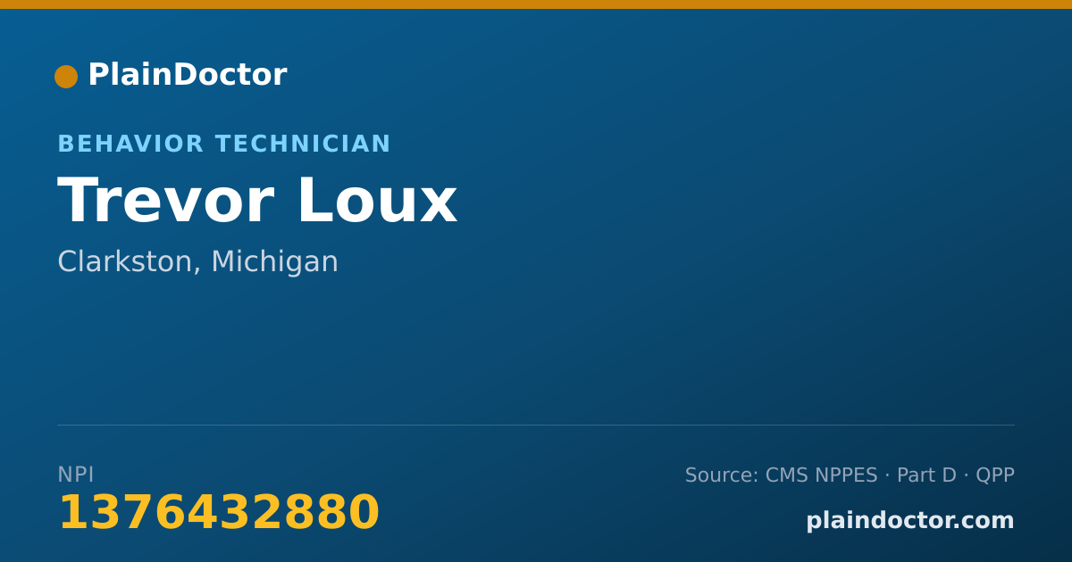 Shareable card for Trevor Loux - Behavior Technician, Clarkston, MI