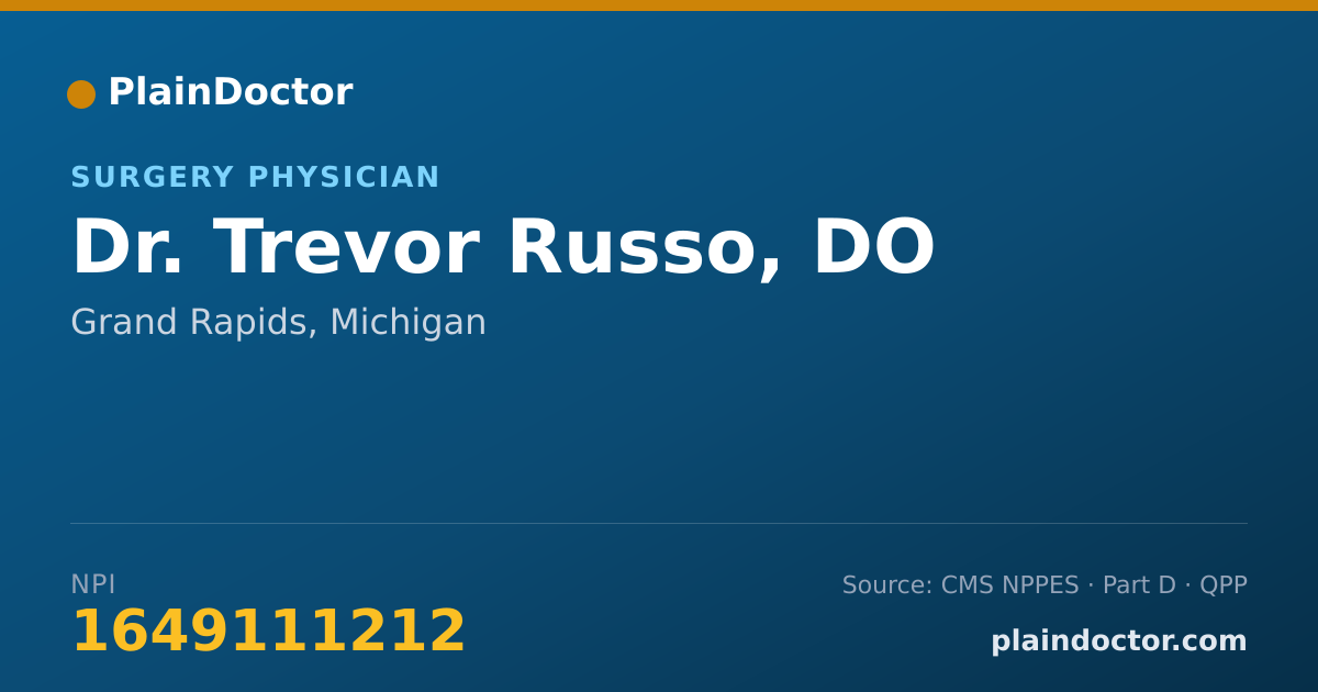 Shareable card for Trevor Russo, DO - Surgery Physician, Grand Rapids, MI