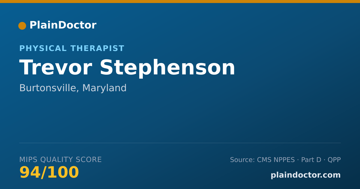 Shareable card for Trevor Stephenson - Physical Therapist, Burtonsville, MD