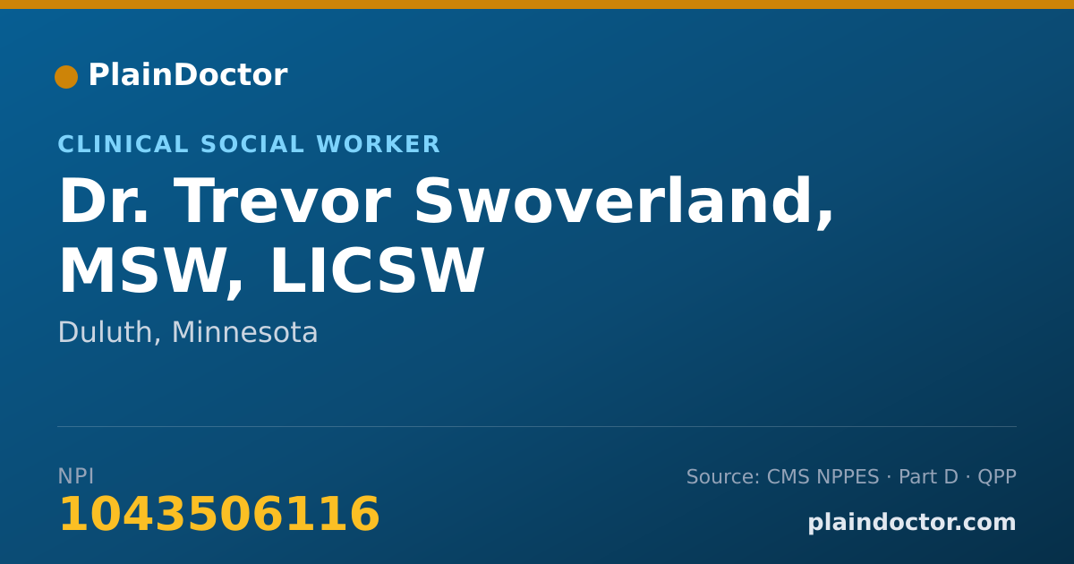 Shareable card for Trevor Swoverland, MSW, LICSW - Clinical Social Worker, Duluth, MN