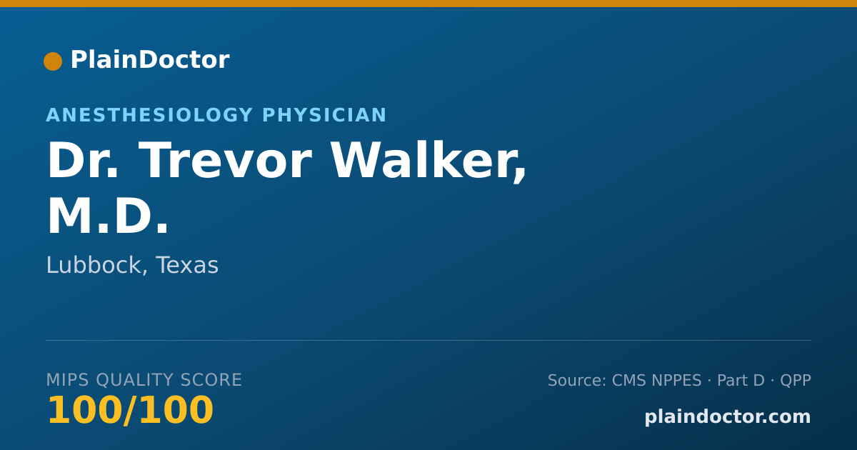 Shareable card for Trevor Walker, M.D. - Anesthesiology Physician, Lubbock, TX