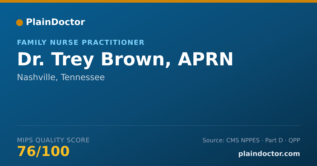 Shareable card for Trey Brown, APRN - Family Nurse Practitioner, Nashville, TN