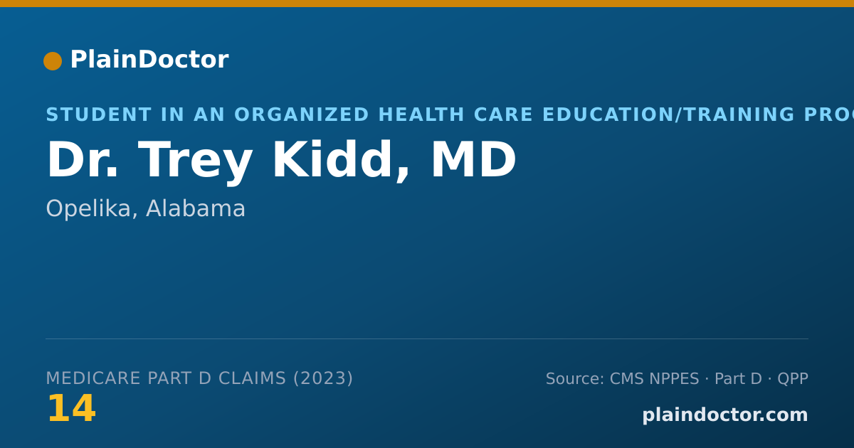 Shareable card for Trey Kidd, MD - Student in an Organized Health Care Education/Training Program, Opelika, AL