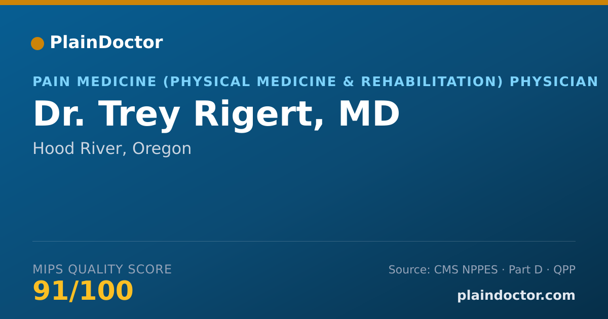 Shareable card for Trey Rigert, MD - Pain Medicine (Physical Medicine & Rehabilitation) Physician, Hood River, OR