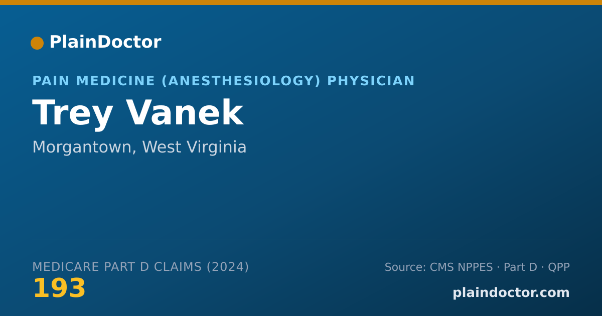 Shareable card for Trey Vanek - Pain Medicine (Anesthesiology) Physician, Morgantown, WV