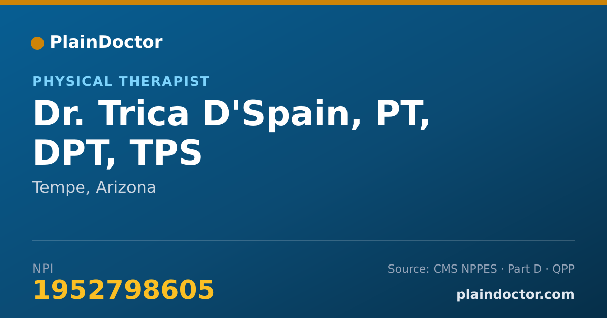 Shareable card for Trica D'Spain, PT, DPT, TPS - Physical Therapist, Tempe, AZ