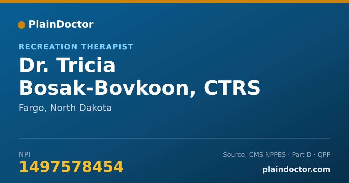 Shareable card for Tricia Bosak-Bovkoon, CTRS - Recreation Therapist, Fargo, ND