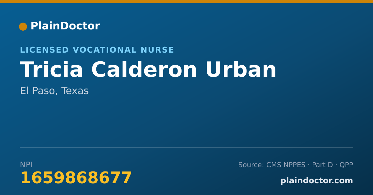 Shareable card for Tricia Calderon Urban - Licensed Vocational Nurse, El Paso, TX