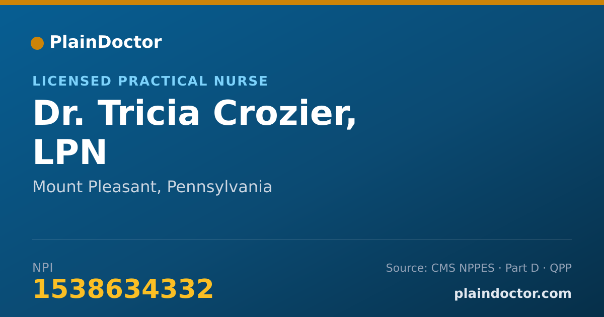 Shareable card for Tricia Crozier, LPN - Licensed Practical Nurse, Mount Pleasant, PA