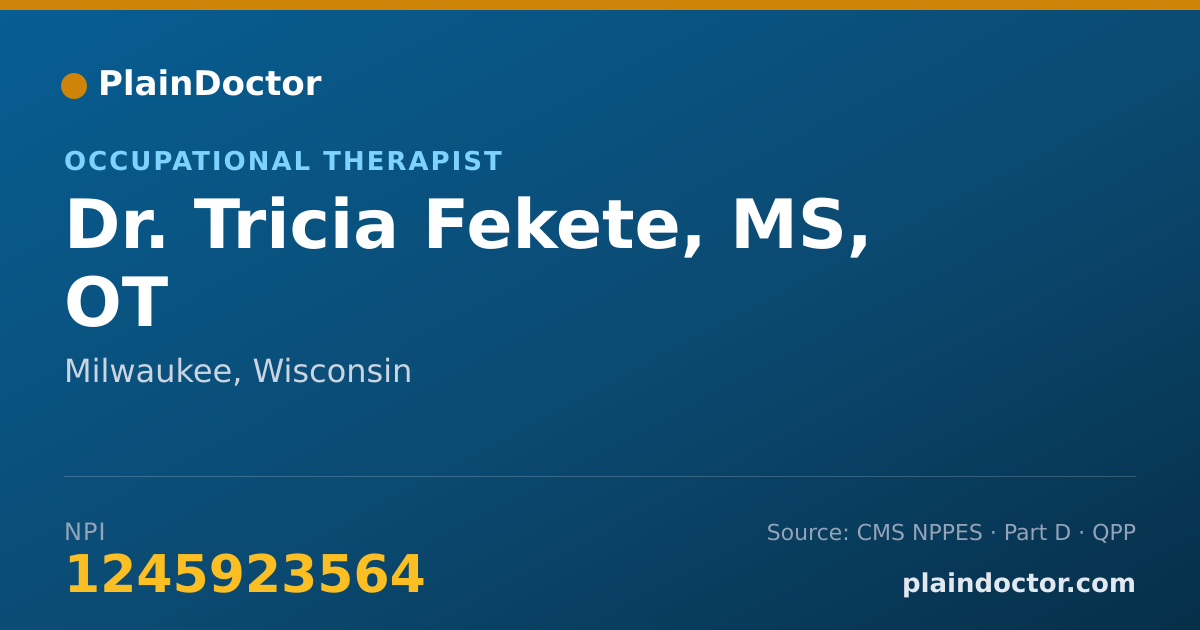 Shareable card for Tricia Fekete, MS, OT - Occupational Therapist, Milwaukee, WI