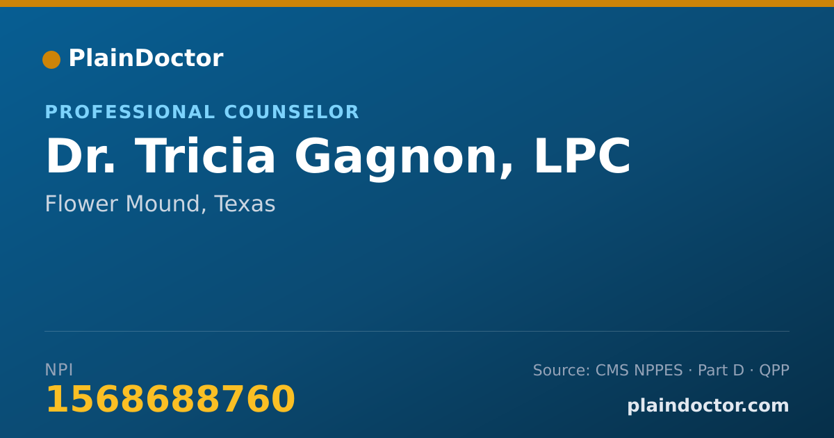 Shareable card for Tricia Gagnon, LPC - Professional Counselor, Flower Mound, TX