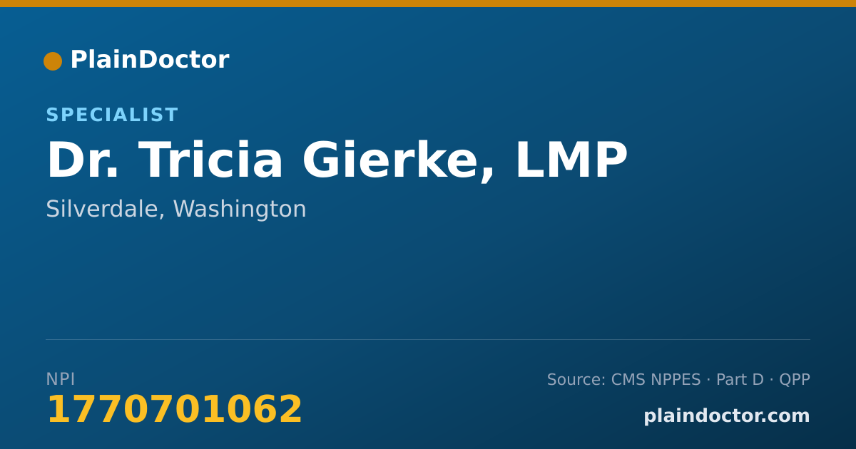 Shareable card for Tricia Gierke, LMP - Specialist, Silverdale, WA