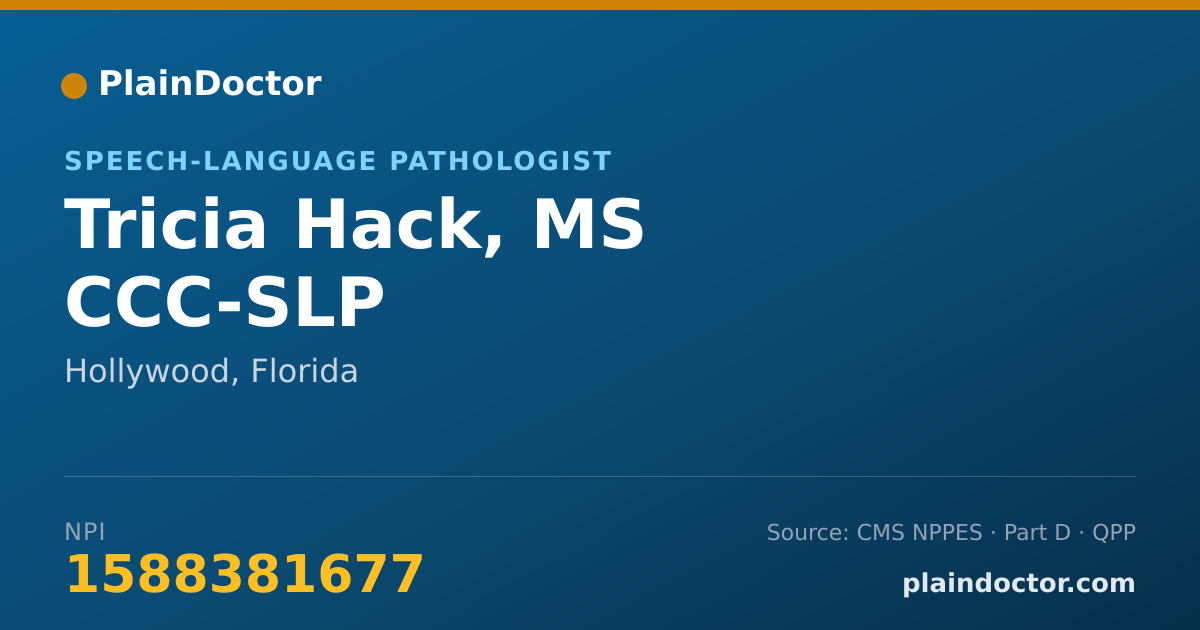 Shareable card for Tricia Hack, MS CCC-SLP - Speech-Language Pathologist, Hollywood, FL