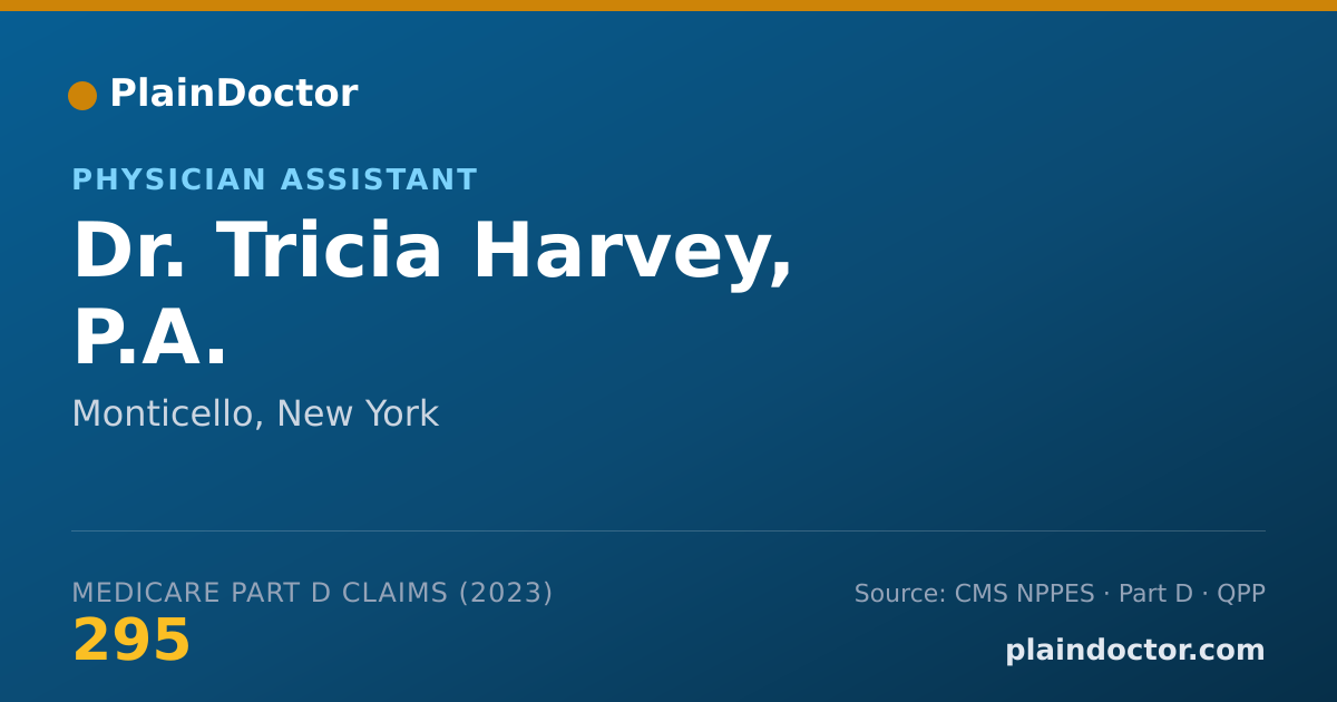Shareable card for Tricia Harvey, P.A. - Physician Assistant, Monticello, NY