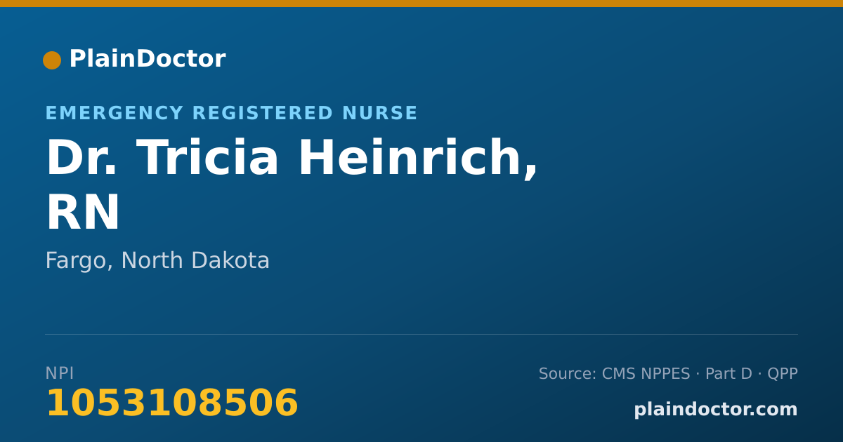 Shareable card for Tricia Heinrich, RN - Emergency Registered Nurse, Fargo, ND