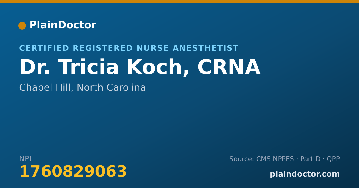 Shareable card for Tricia Koch, CRNA - Certified Registered Nurse Anesthetist, Chapel Hill, NC