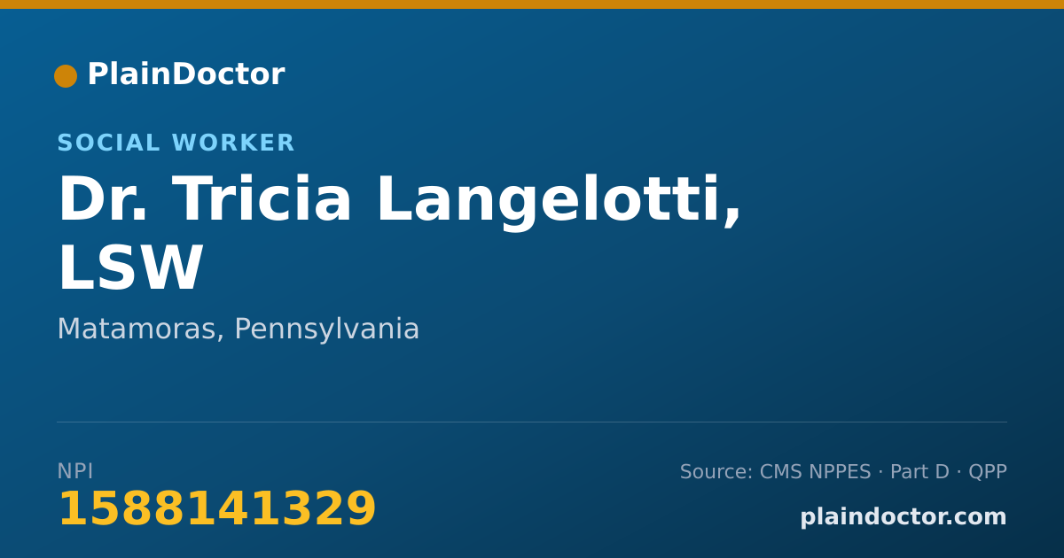 Shareable card for Tricia Langelotti, LSW - Social Worker, Matamoras, PA