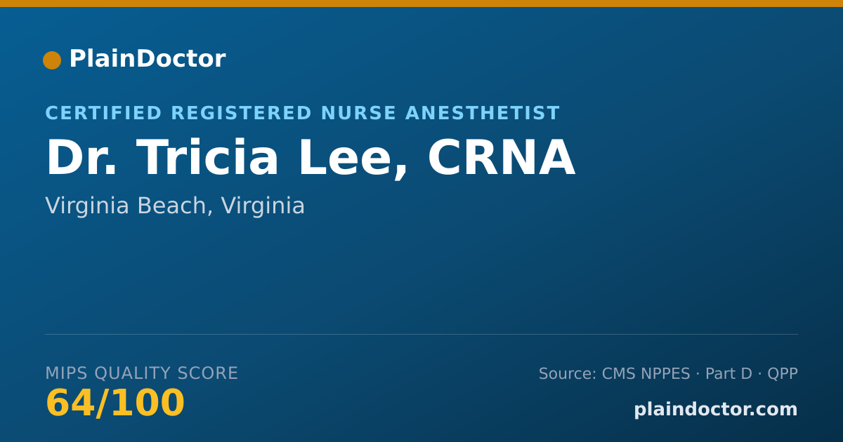 Shareable card for Tricia Lee, CRNA - Certified Registered Nurse Anesthetist, Virginia Beach, VA