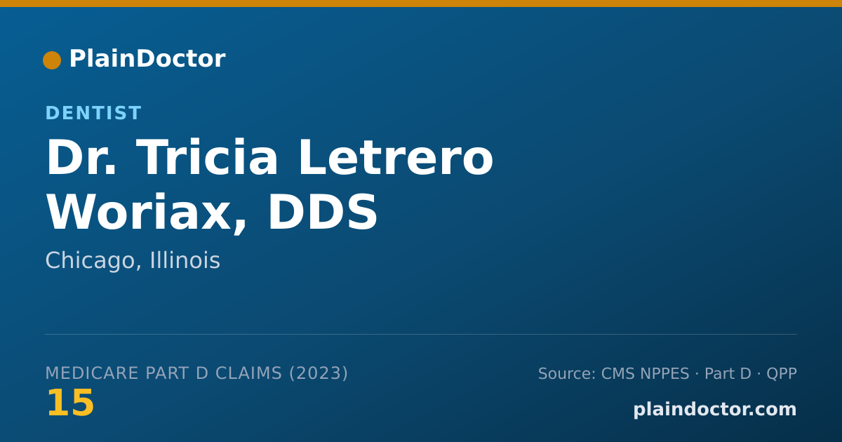 Shareable card for Tricia Letrero Woriax, DDS - Dentist, Chicago, IL