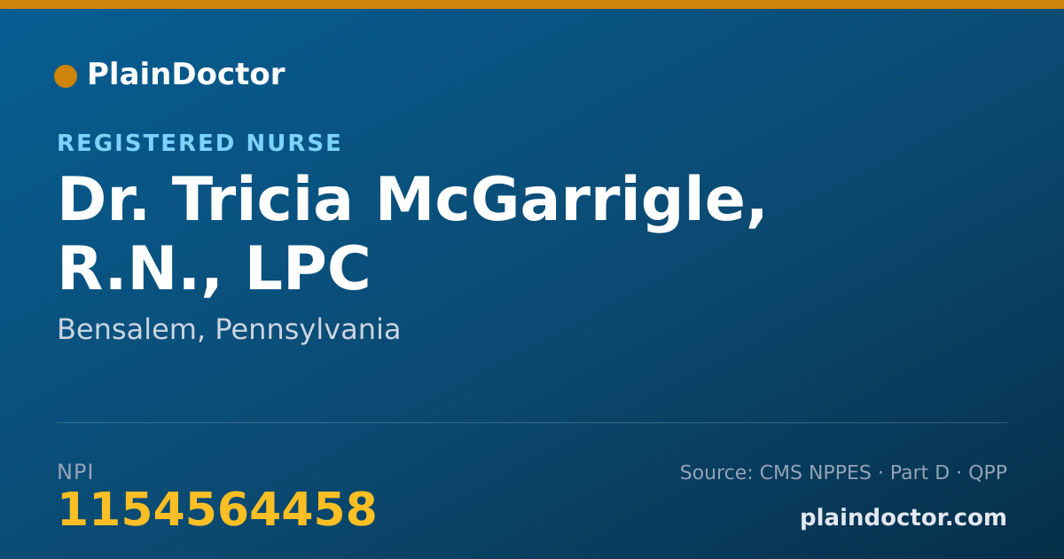 Shareable card for Tricia McGarrigle, R.N., LPC - Registered Nurse, Bensalem, PA