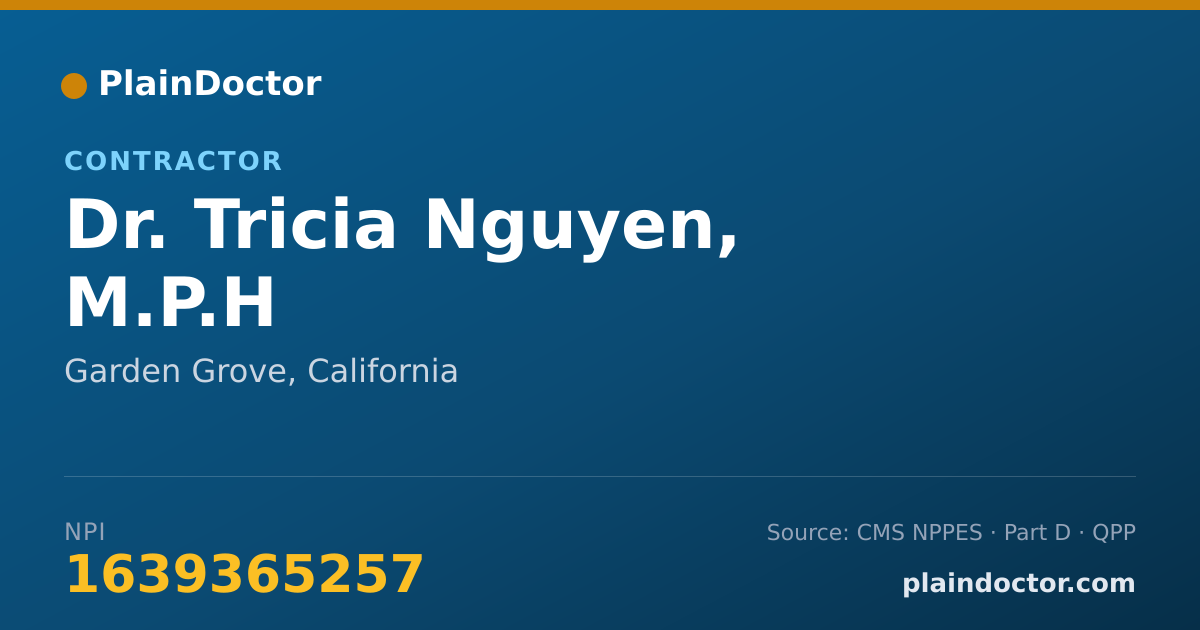 Shareable card for Tricia Nguyen, M.P.H - Contractor, Garden Grove, CA