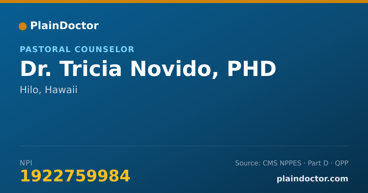 Shareable card for Tricia Novido, PHD - Pastoral Counselor, Hilo, HI