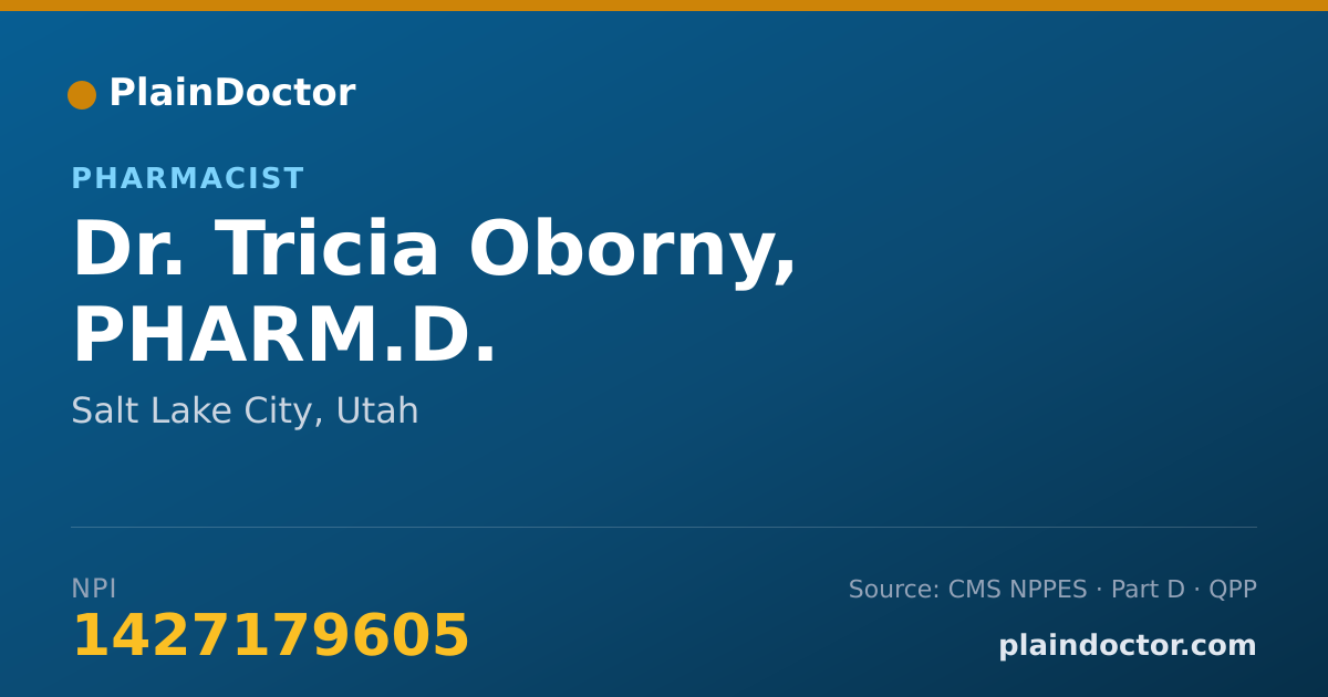 Shareable card for Tricia Oborny, PHARM.D. - Pharmacist, Salt Lake City, UT