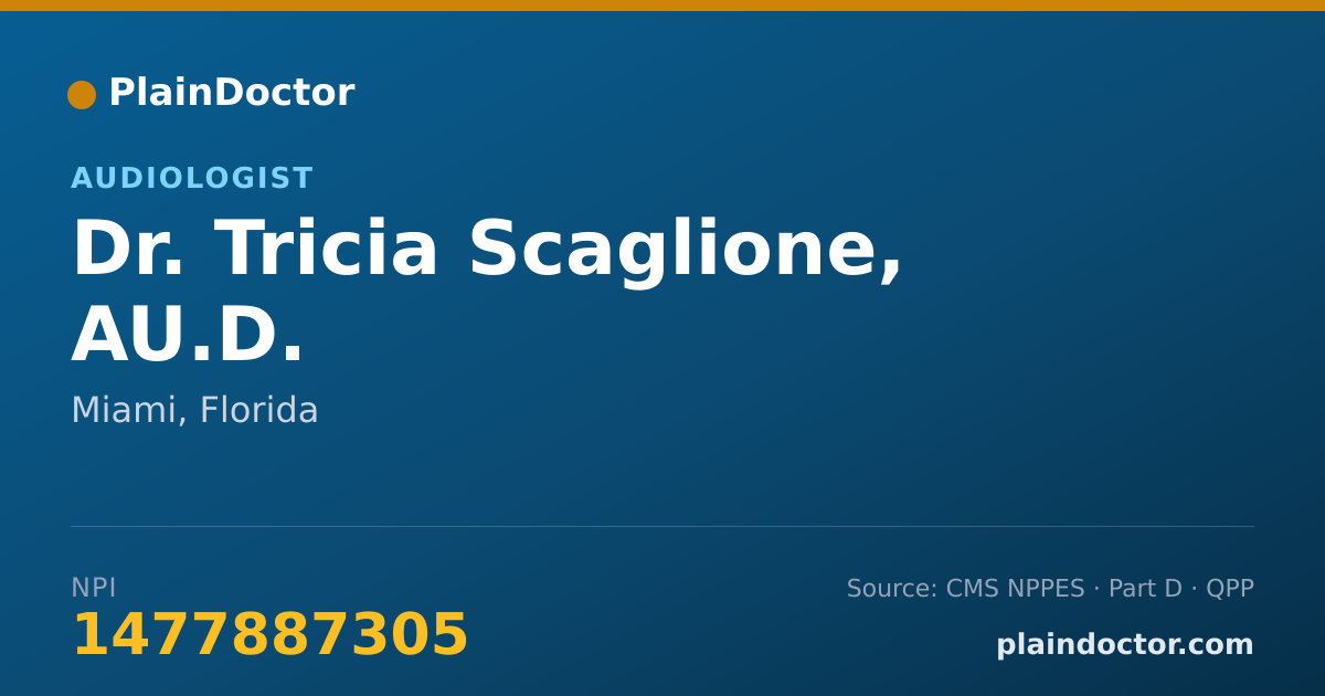 Shareable card for Tricia Scaglione, AU.D. - Audiologist, Miami, FL