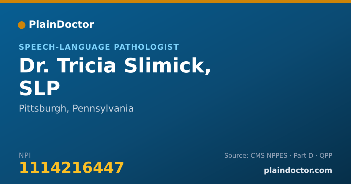 Shareable card for Tricia Slimick, SLP - Speech-Language Pathologist, Pittsburgh, PA
