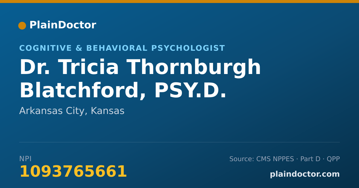 Shareable card for Tricia Thornburgh Blatchford, PSY.D. - Cognitive & Behavioral Psychologist, Arkansas City, KS