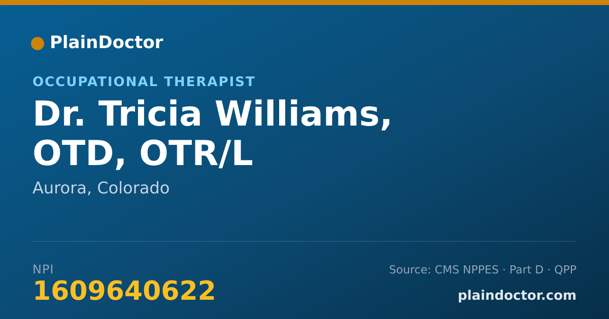 Shareable card for Tricia Williams, OTD, OTR/L - Occupational Therapist, Aurora, CO