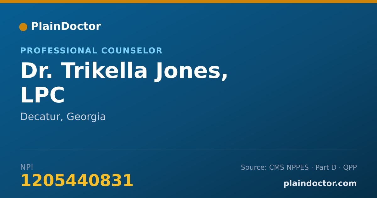 Shareable card for Trikella Jones, LPC - Professional Counselor, Decatur, GA