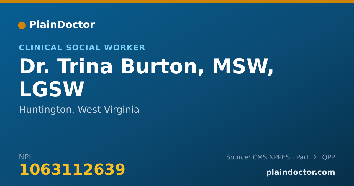 Shareable card for Trina Burton, MSW, LGSW - Clinical Social Worker, Huntington, WV
